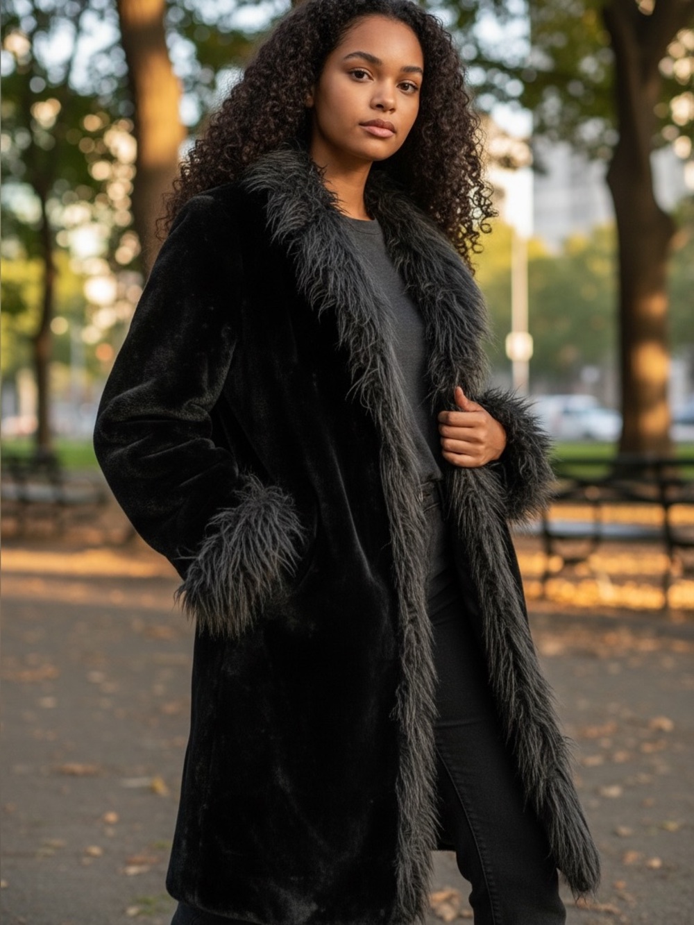 Olivers Black Faux-Fur Trim Teddy Jacket